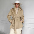 Clara – Damen Wollmantel mit Bindegürtel