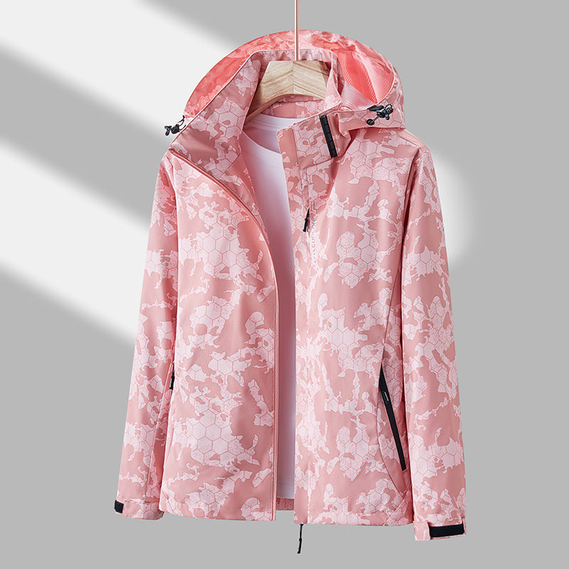 Damen Windjacke mit Kapuze in floralem Stil - J&B - 1 - Annoboutique