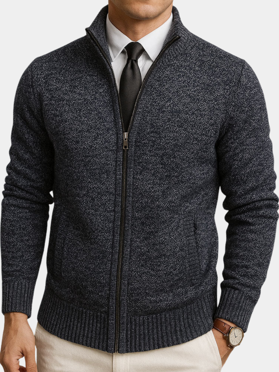 Henry – Elegante Feinstrick Herren Strickjacke mit Reißverschluss