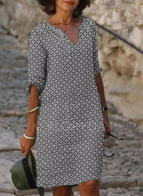 Elena – Elegantes Sommer Damen Kleid mit Muster