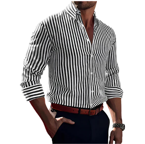 Oliver – Modernes Gestreiftes Herren Langarmhemd