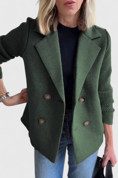 Marisela – Eleganter Damen Blazer mit Strickärmeln & Doppelreihe