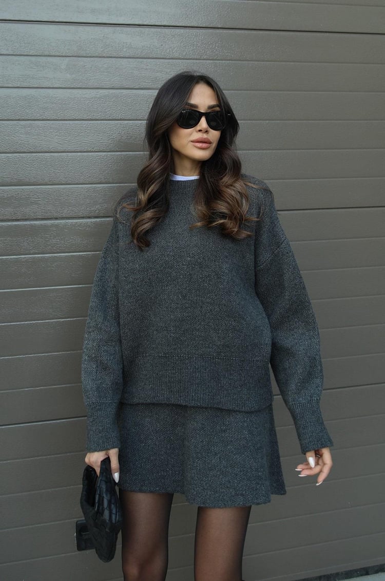 Natalia – Strick-Set Damen aus Pullover & Minirock im modernen Cozy-Look