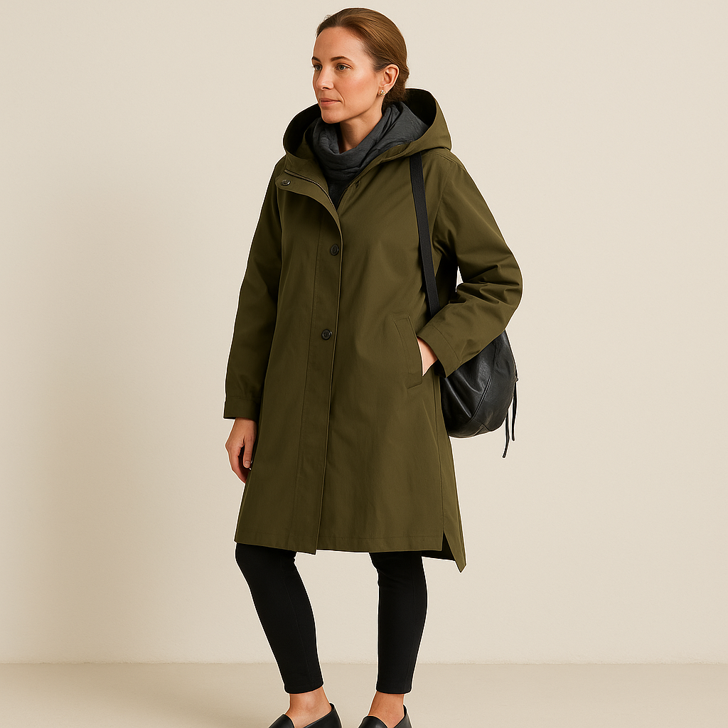 Laura – Damen Wasserdichter Regenmantel Mit Kapuze