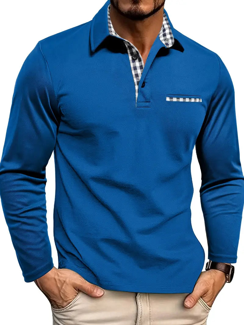 Marek – Herren-Longsleeve-Poloshirt mit Modernem Kontrastdesign