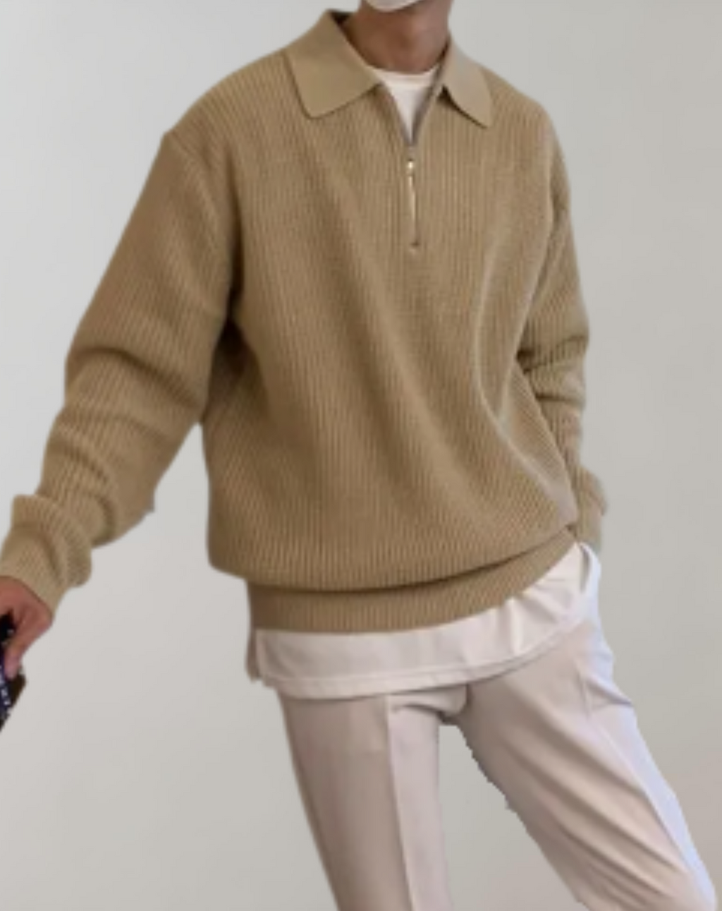 Leon – Strickpullover mit halbem Reißverschluss für Herren