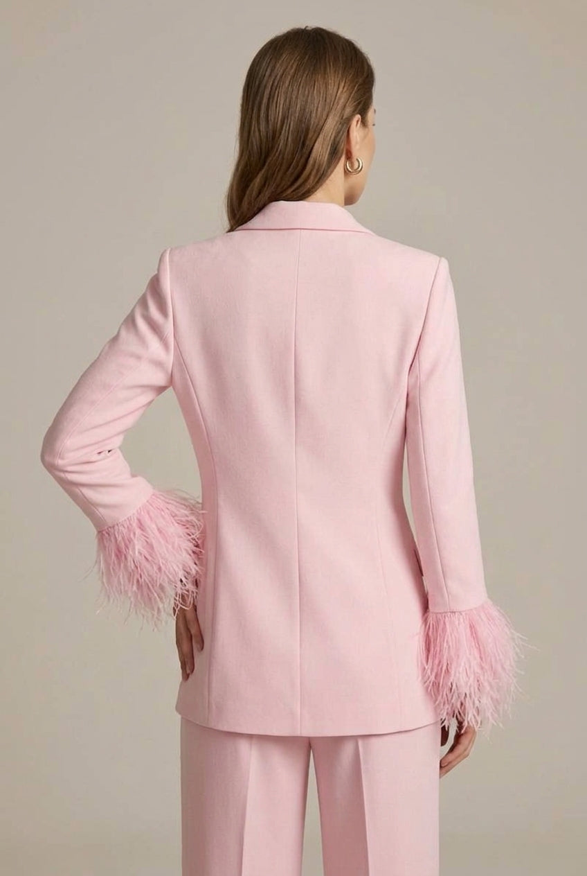 Elegantes Damenblazer-Hosen-Set mit Federdetails - J&B - 5 - Annoboutique