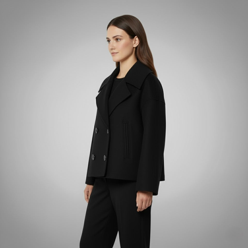 Clara – Kurzer Wollmantel mit Doppelknopfleiste für Damen