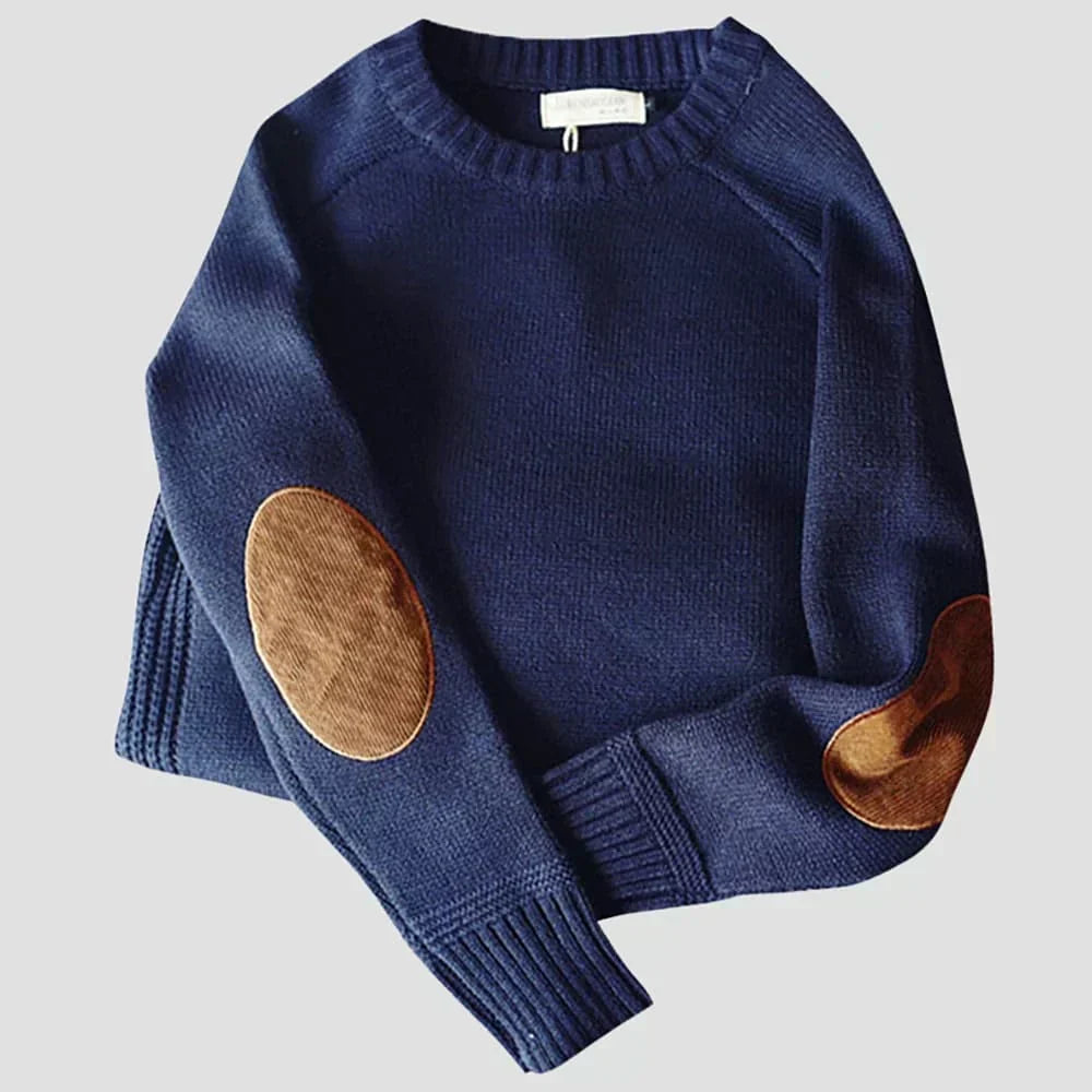 Lukas – Herren-Strickpullover mit Klassischen Ellbogenpatches