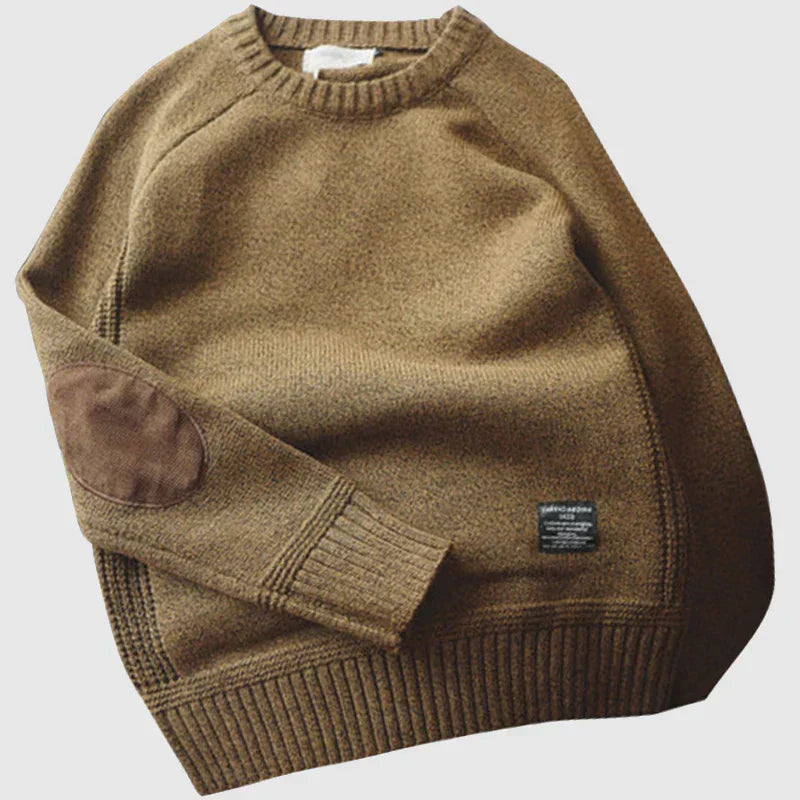 Lukas – Herren-Strickpullover mit Klassischen Ellbogenpatches