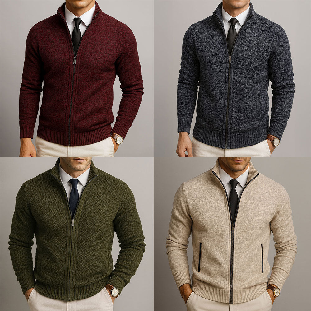 Henry – Elegante Feinstrick Herren Strickjacke mit Reißverschluss