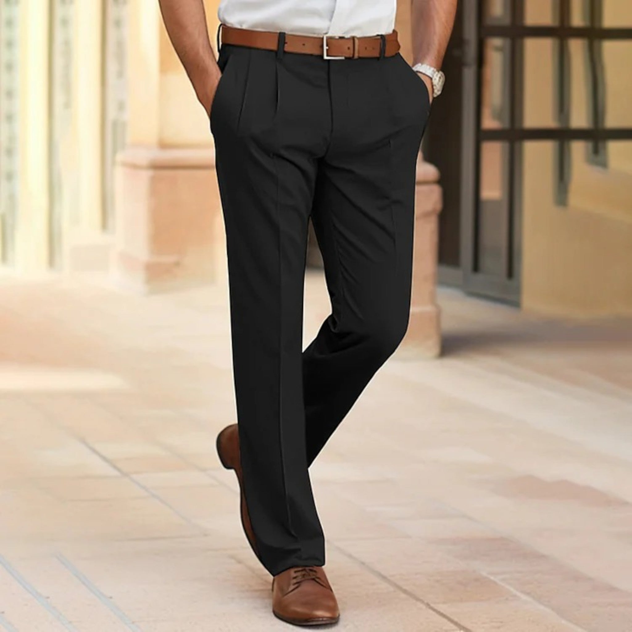 Leon – Klassische Herren Businesshose mit moderner Faltenfront