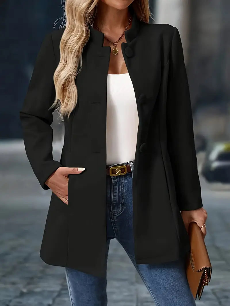 Damen Jacke mit schlankem Schnitt und minimalistischen Knöpfen | A&B - 4 - Annoboutique