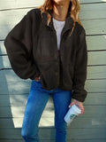 Elin - Damen Teddyjacke mit Knopfleiste und Brusttaschen