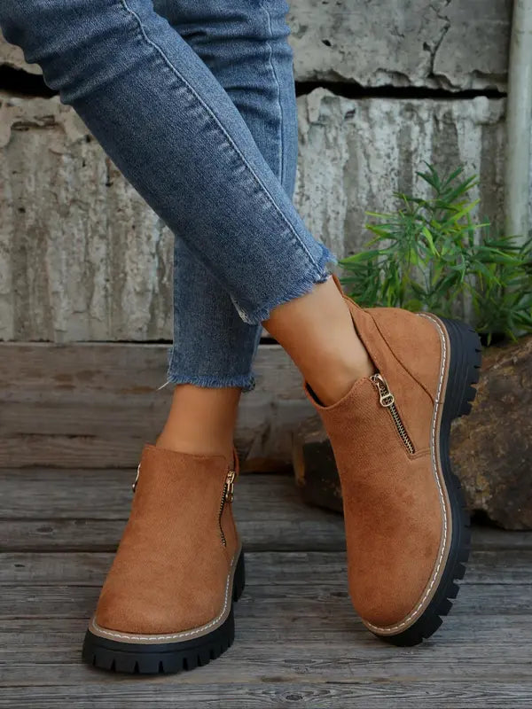 Lena – Robuste Zip-Chelsea-Stiefeletten Damen