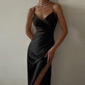 Abendkleid Damen mit V-Ausschnitt und hohem Schlitz - 4 - Annoboutique