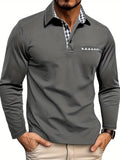 Stylisches Herren-Poloshirt mit langen Ärmeln und kariertem Kragen - J&B - 1 - Annoboutique