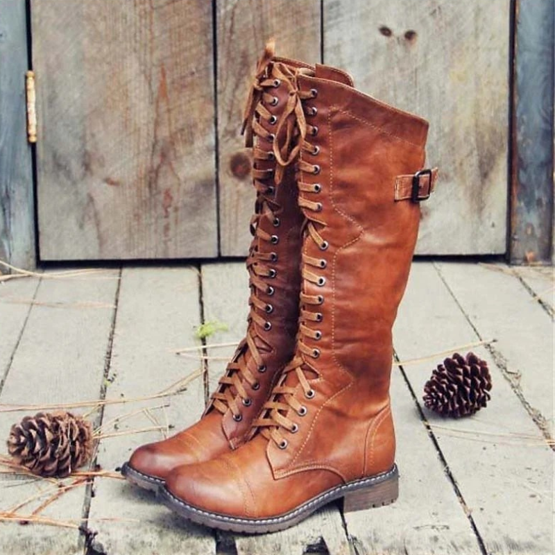 Ella – Schnürstiefel Damen im Vintage-Lederlook