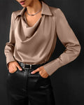 Sophie – Damen Bluse mit Wasserfallkragen und fließender Silhouette