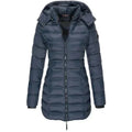 Damenlange Daunenjacke mit Kapuze und durchgehendem Reißverschluss - J&B - 2 - Annoboutique