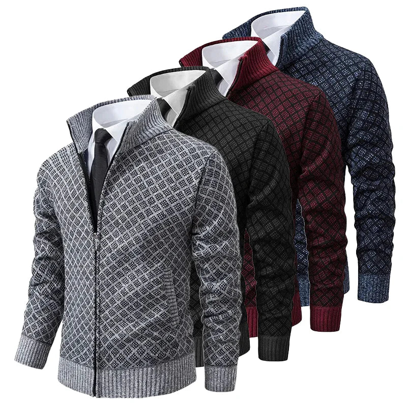William – Strukturierte Herren Strickjacke mit Reißverschluss