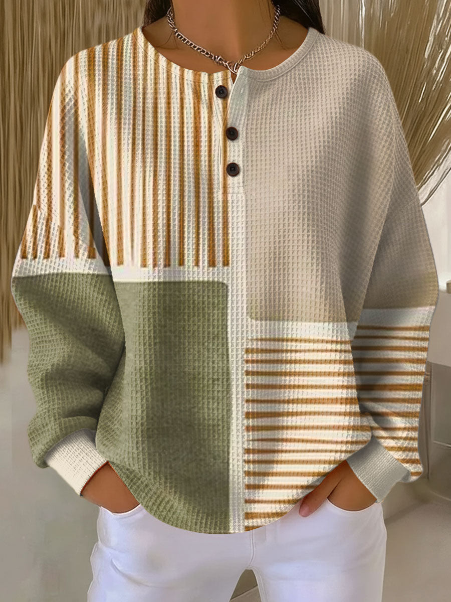 Maja – Strukturiertes Colorblock-Langarmshirt Damen