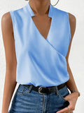Laura – Damen Ärmellose Wickelbluse mit V-Ausschnitt