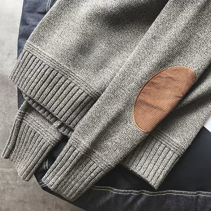 Lukas – Herren-Strickpullover mit Klassischen Ellbogenpatches