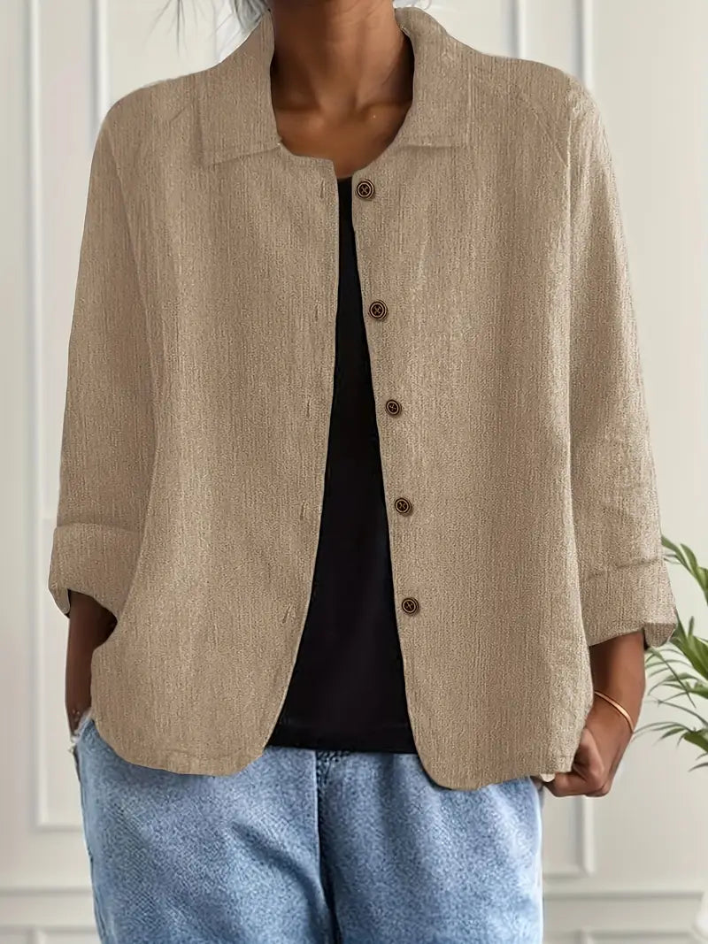 Damenjacke mit lässigem Schnitt und praktischen Knöpfen - 17 - Annoboutique