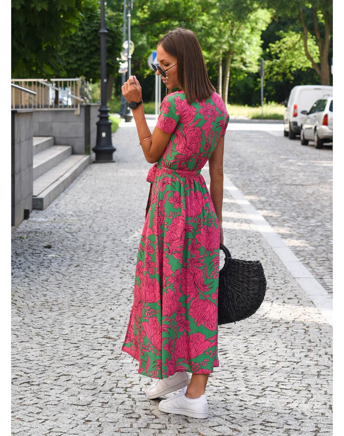 Elena – Wickeloptik Damen-Midikleid