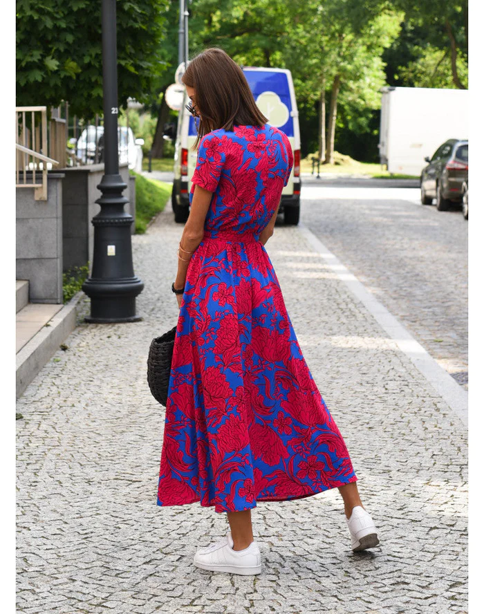 Elena – Wickeloptik Damen-Midikleid