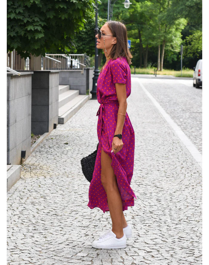 Elena – Wickeloptik Damen-Midikleid