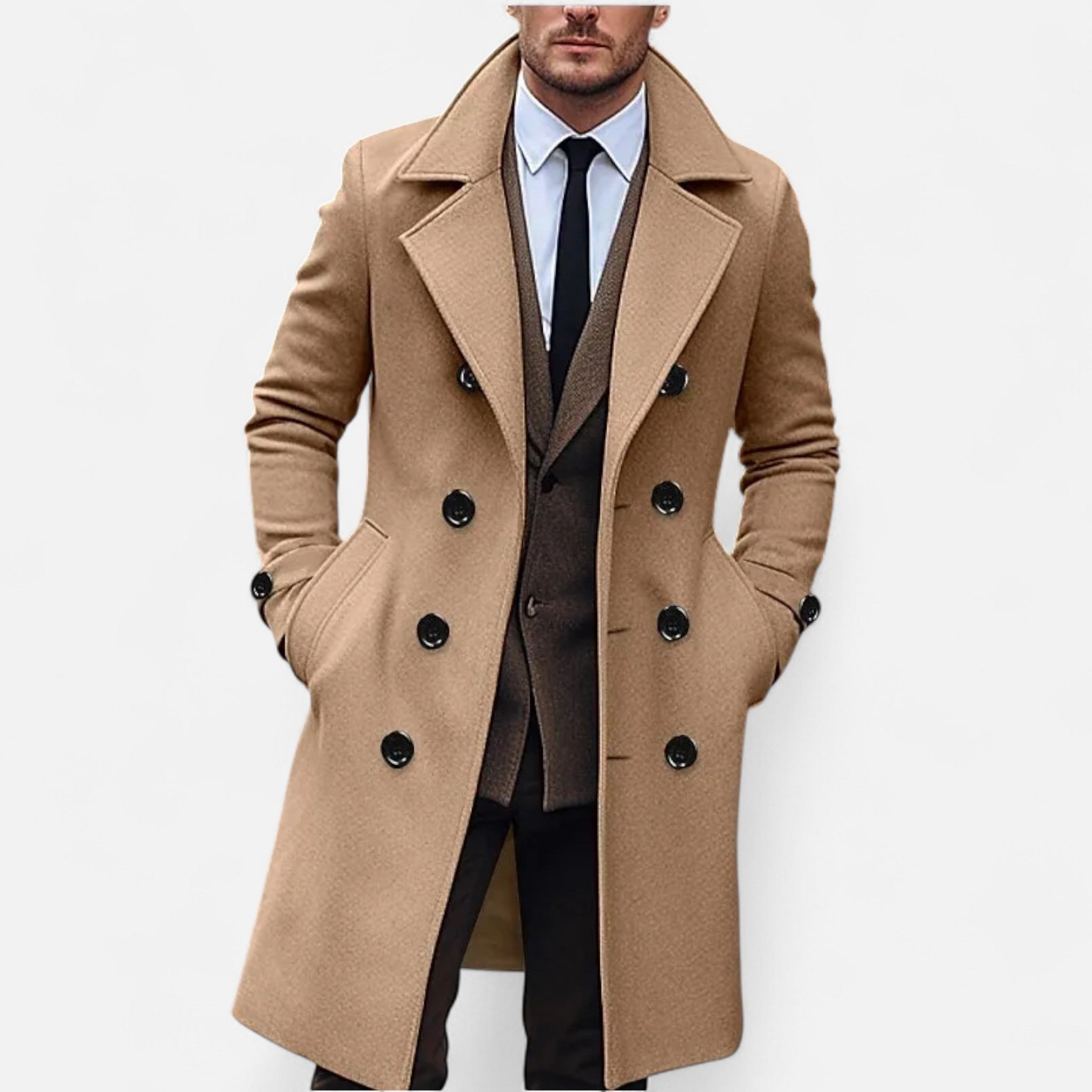 Mateo – Eleganter strukturierter Herren Mantel mit klassischem Revers