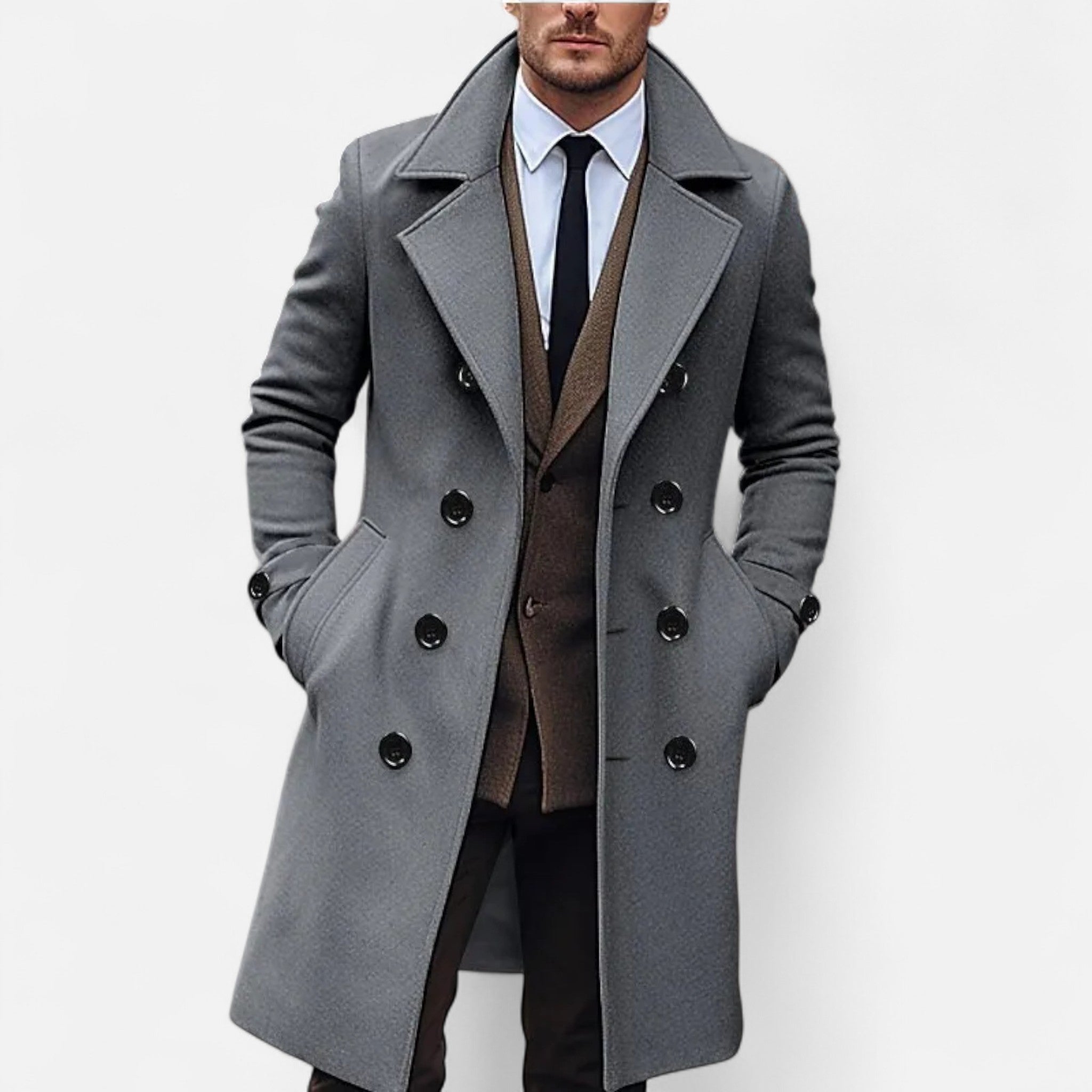 Mateo – Eleganter strukturierter Herren Mantel mit klassischem Revers