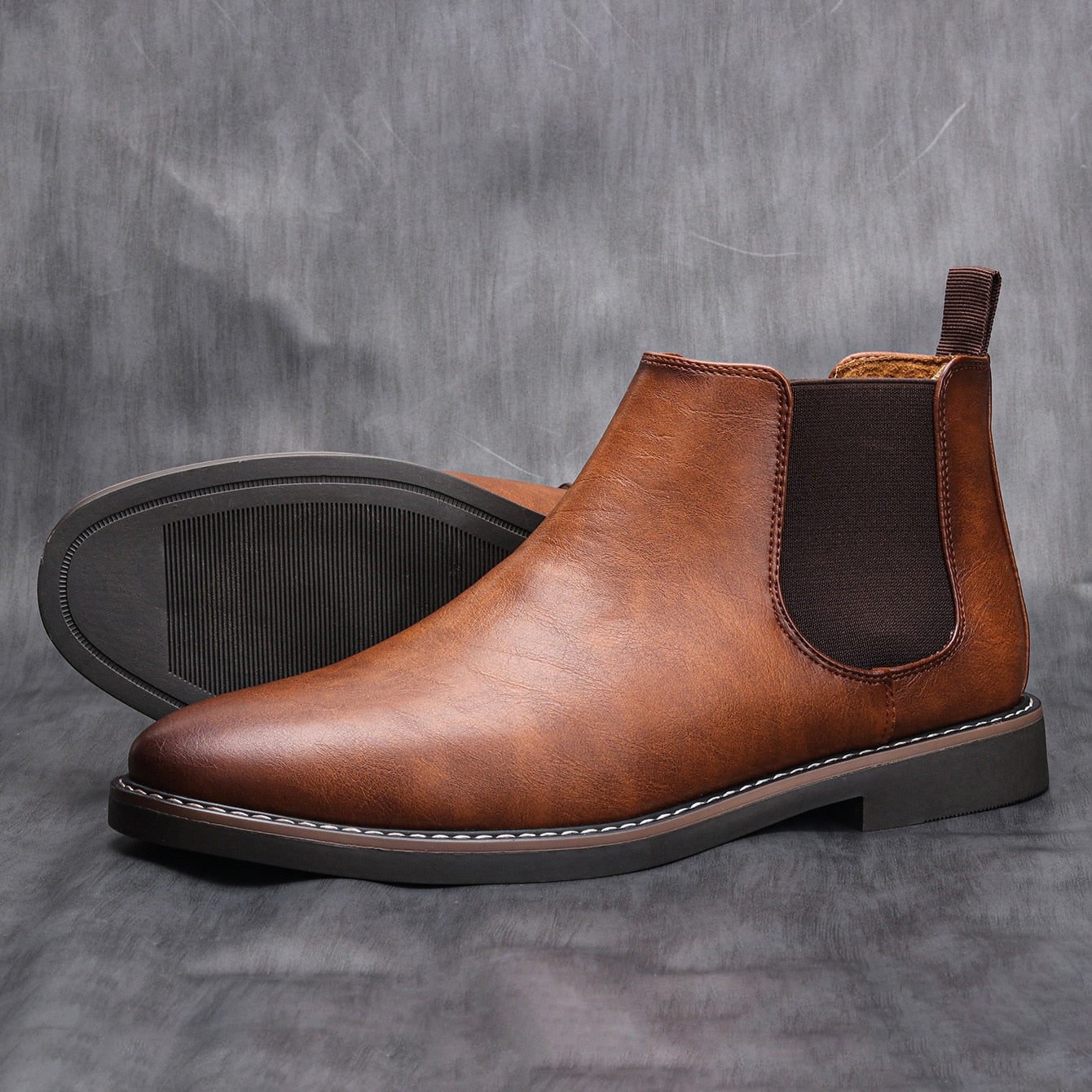 Braune Chelsea Boots für Herren mit flexiblen Einsätzen - J&B - 7 - Annoboutique