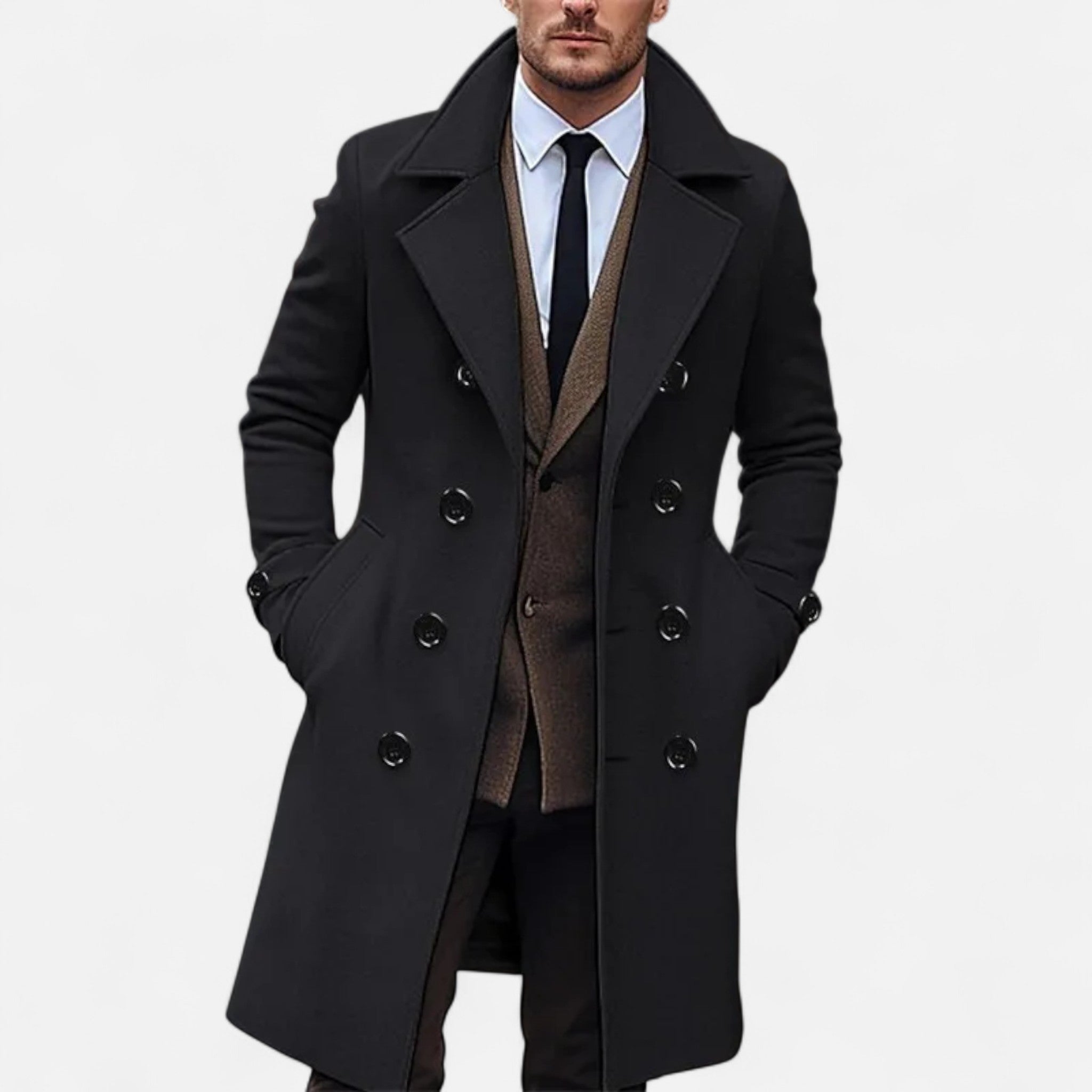 Mateo – Eleganter strukturierter Herren Mantel mit klassischem Revers