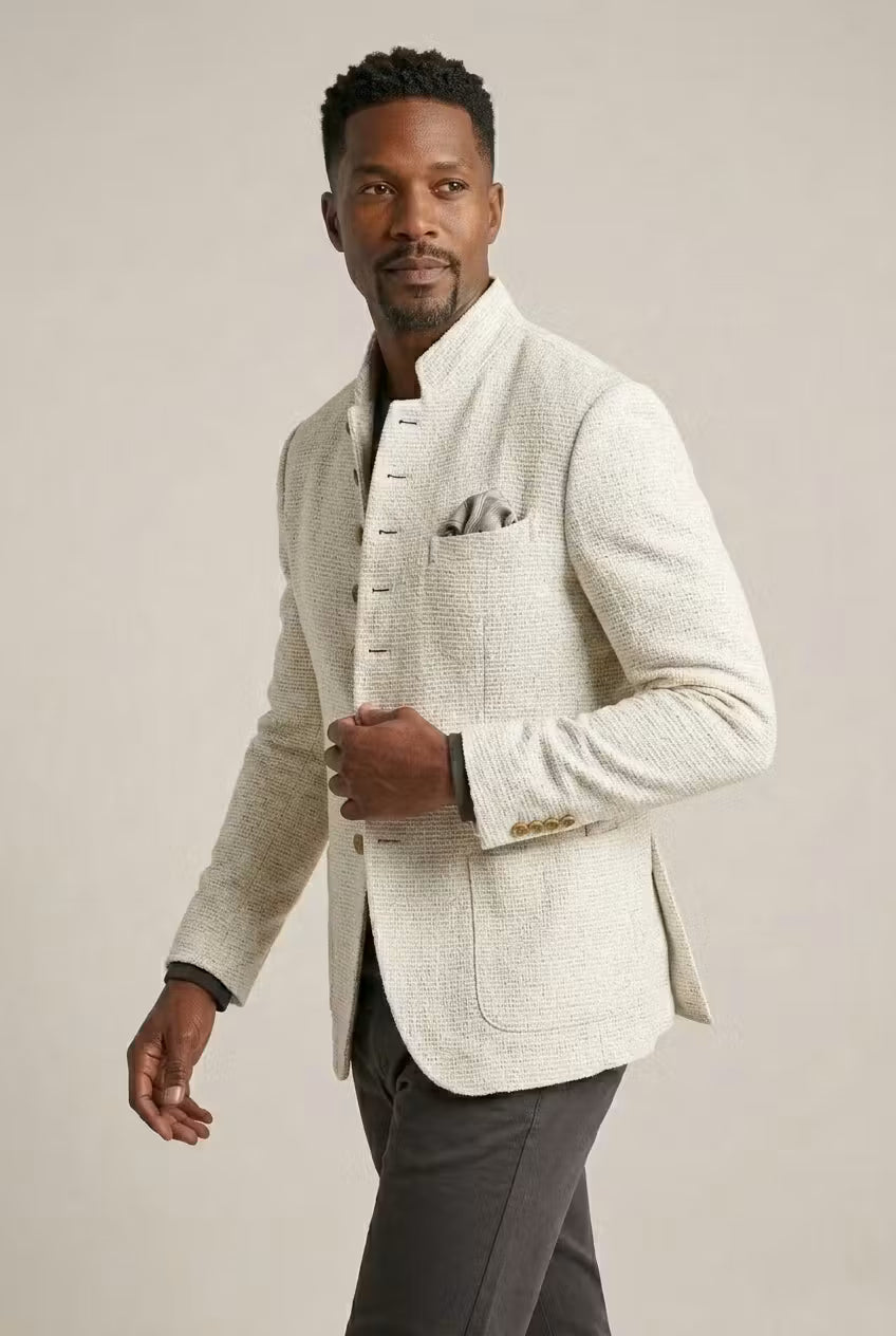 Elegante Herrenjacke mit Stehkragen und stilvollen Knopfakzenten - J&B - 5 - Annoboutique