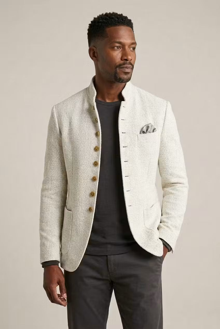 Elegante Herrenjacke mit Stehkragen und stilvollen Knopfakzenten - J&B - 1 - Annoboutique