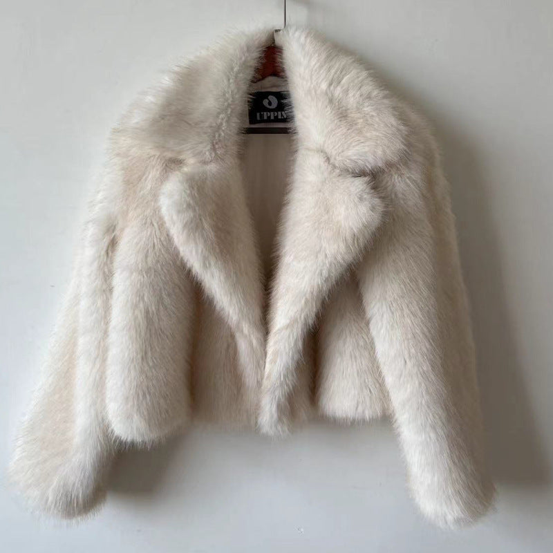Sofía – Luxuriöse Kunstfell Damen Kurzjacke mit Volumenkragen