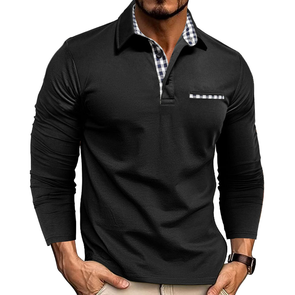 Luca - Langarmshirt für Herren mit Kontrastkragen und Brusttasche