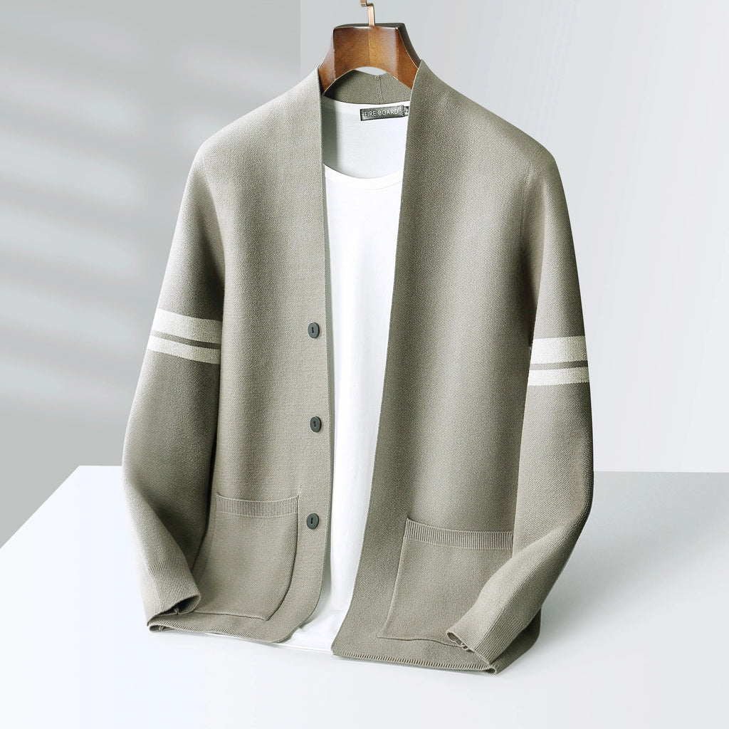 Milan – Strick-Cardigan mit Streifendetail für Herren