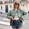 Orvella - Damen baumwolle Steppjacke mit Stehkragen Knopfleiste