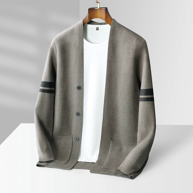 Milan – Strick-Cardigan mit Streifendetail für Herren