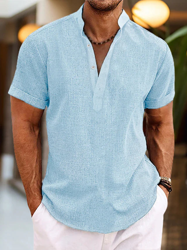 Marco – Lässiges Herren Sommerhemd mit Stehkragen