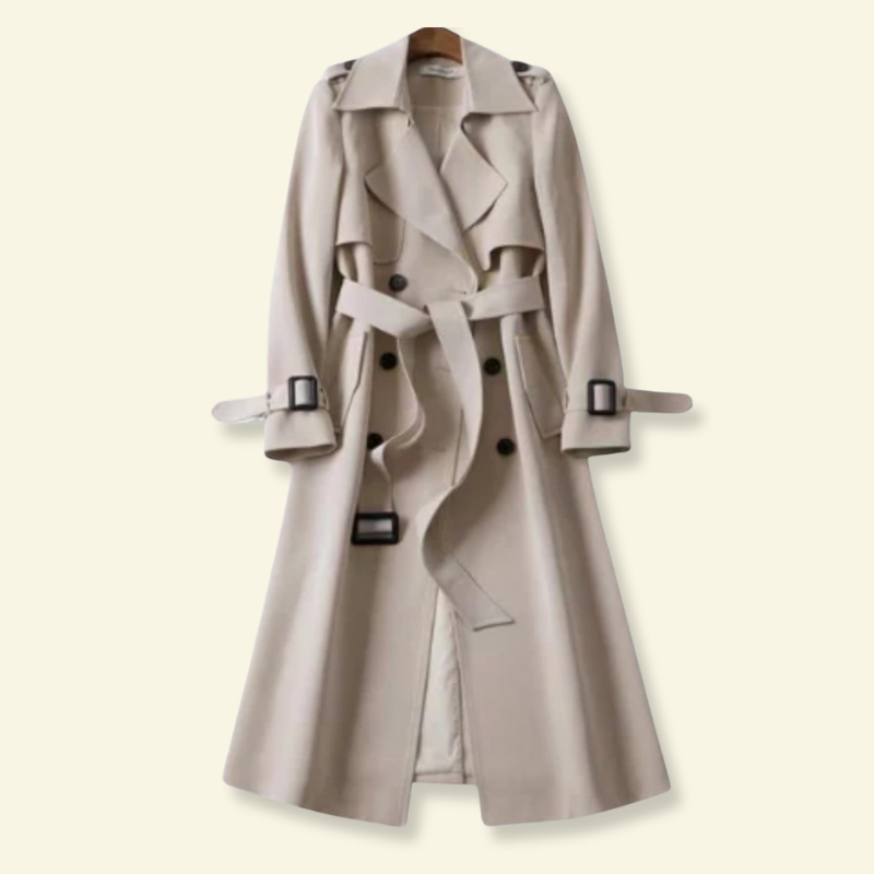 Eleganter Damen-Trenchcoat mit Taillengürtel - J&B - 7 - Atelier-Zofia