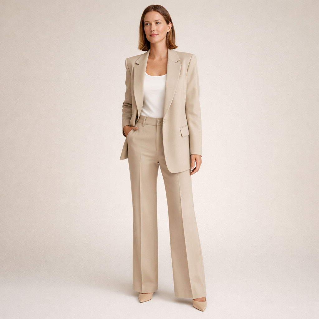 Elegantes Damen-Set: Figurbetonter Blazer und Weithosen - J&B - 1 - Annoboutique