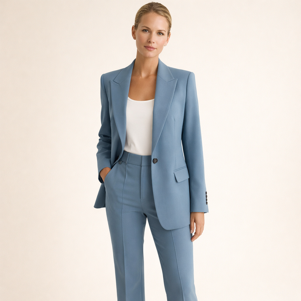 Elegantes Damen-Set: Figurbetonter Blazer und Weithosen - J&B - 10 - Annoboutique