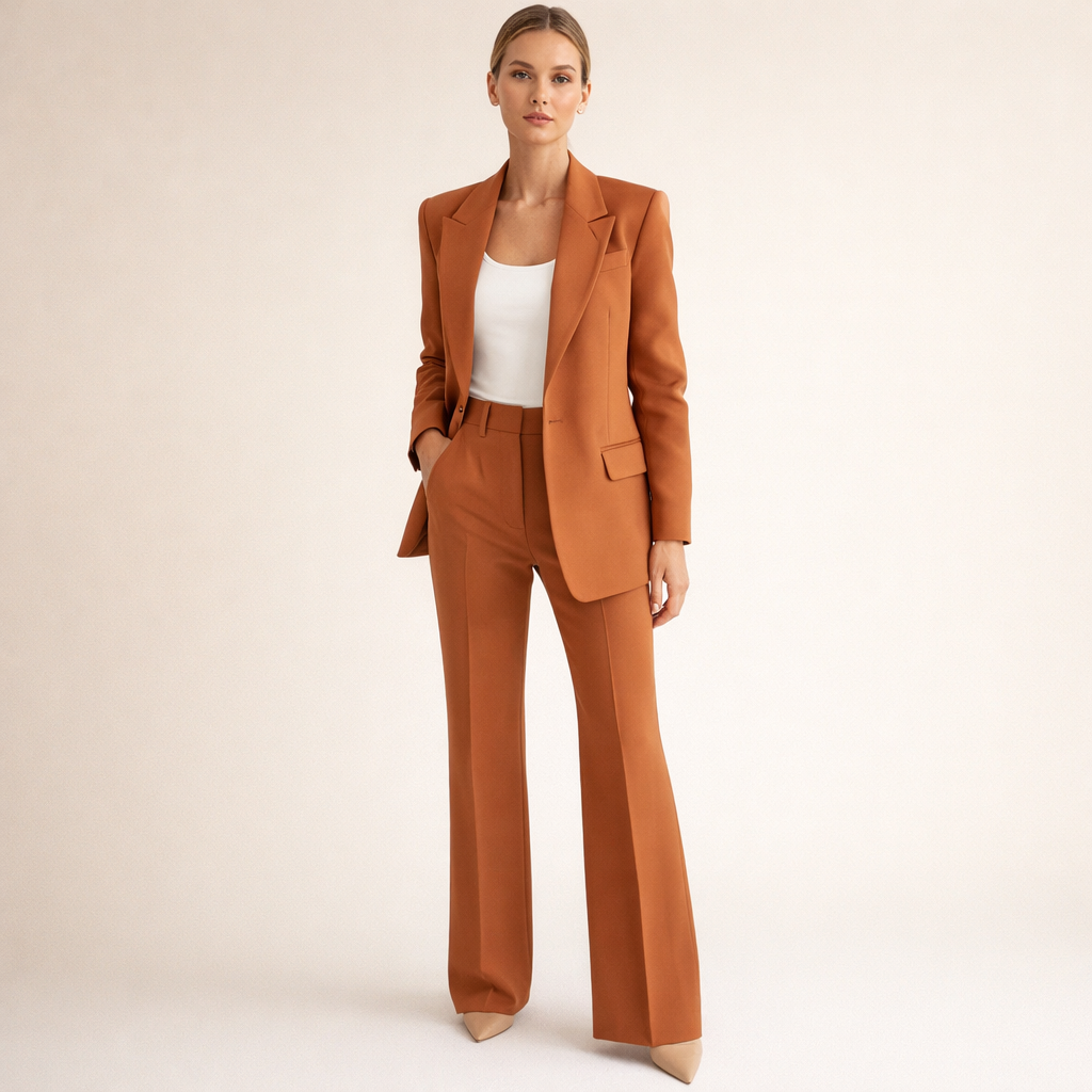 Elegantes Damen-Set: Figurbetonter Blazer und Weithosen - J&B - 16 - Annoboutique