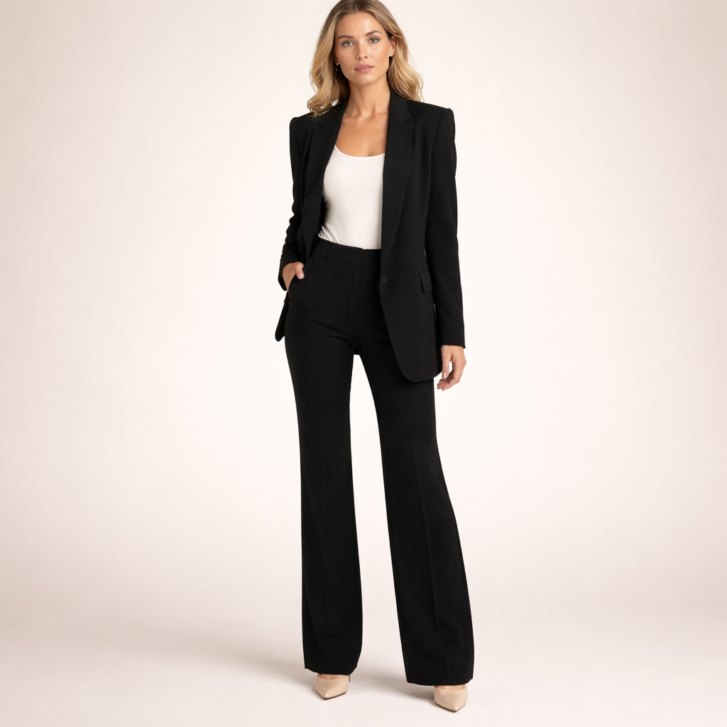 Elegantes Damen-Set: Figurbetonter Blazer und Weithosen - J&B - 4 - Annoboutique