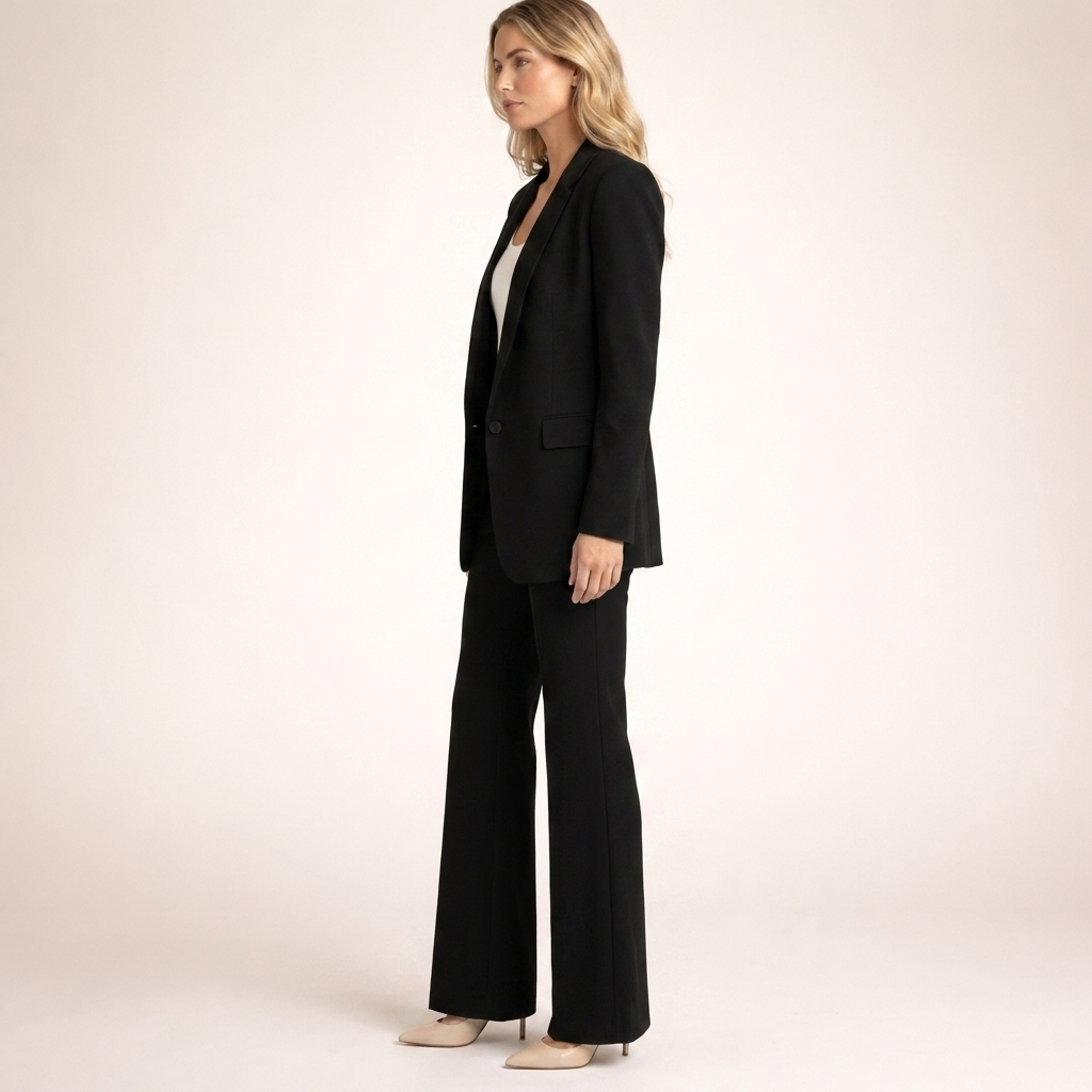 Elegantes Damen-Set: Figurbetonter Blazer und Weithosen - J&B - 5 - Annoboutique